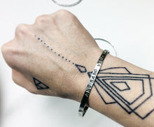 Load image into Gallery viewer, kundalini yoga mantra, silver bangle, handmade jewellery, tattoo, sat nam,bij mantra, ang sang wahe guru , made by icancu, i can c u yoga wear
