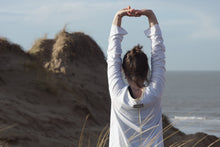 Load image into Gallery viewer, comfortable yoga top organic cotton bamboo superjersey stretch yoga post formby beach liverpool merseyside icancu yoga i can c u yoga wear