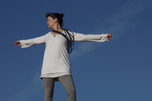 Load image into Gallery viewer, comfortable yoga top with yellow stitches handstitched made to measure yoga leggings